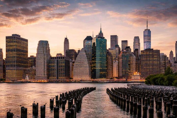 Skyline of New York City representing immigration decline and slowing population growth.